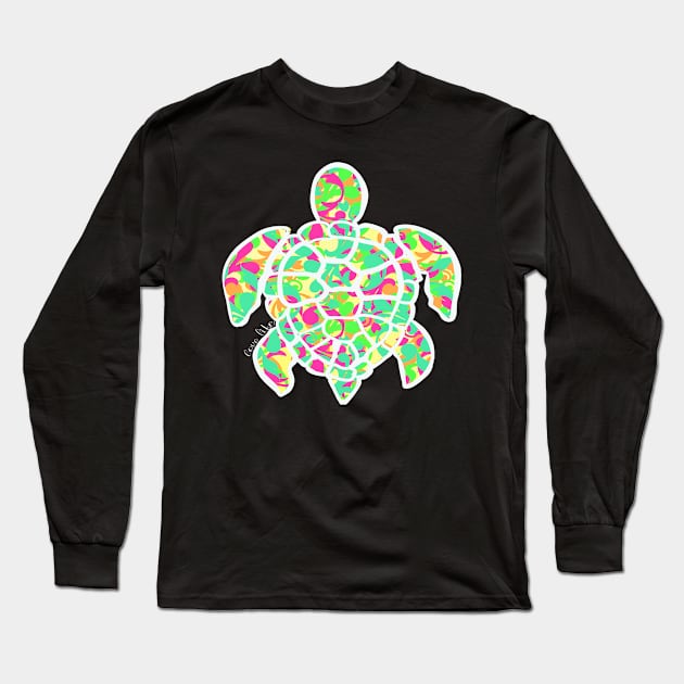 Love life colorful sea turtle Long Sleeve T-Shirt by Sheila’s Studio